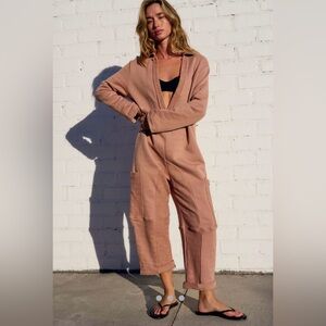 Free people Kendra one-piece romper jumpsuit nwt latte large
